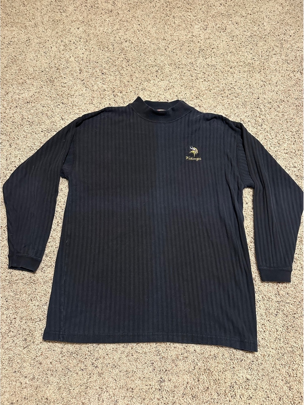 Cadre Athletic Black Vikings Long Sleeve Ribbed Shirt Medium